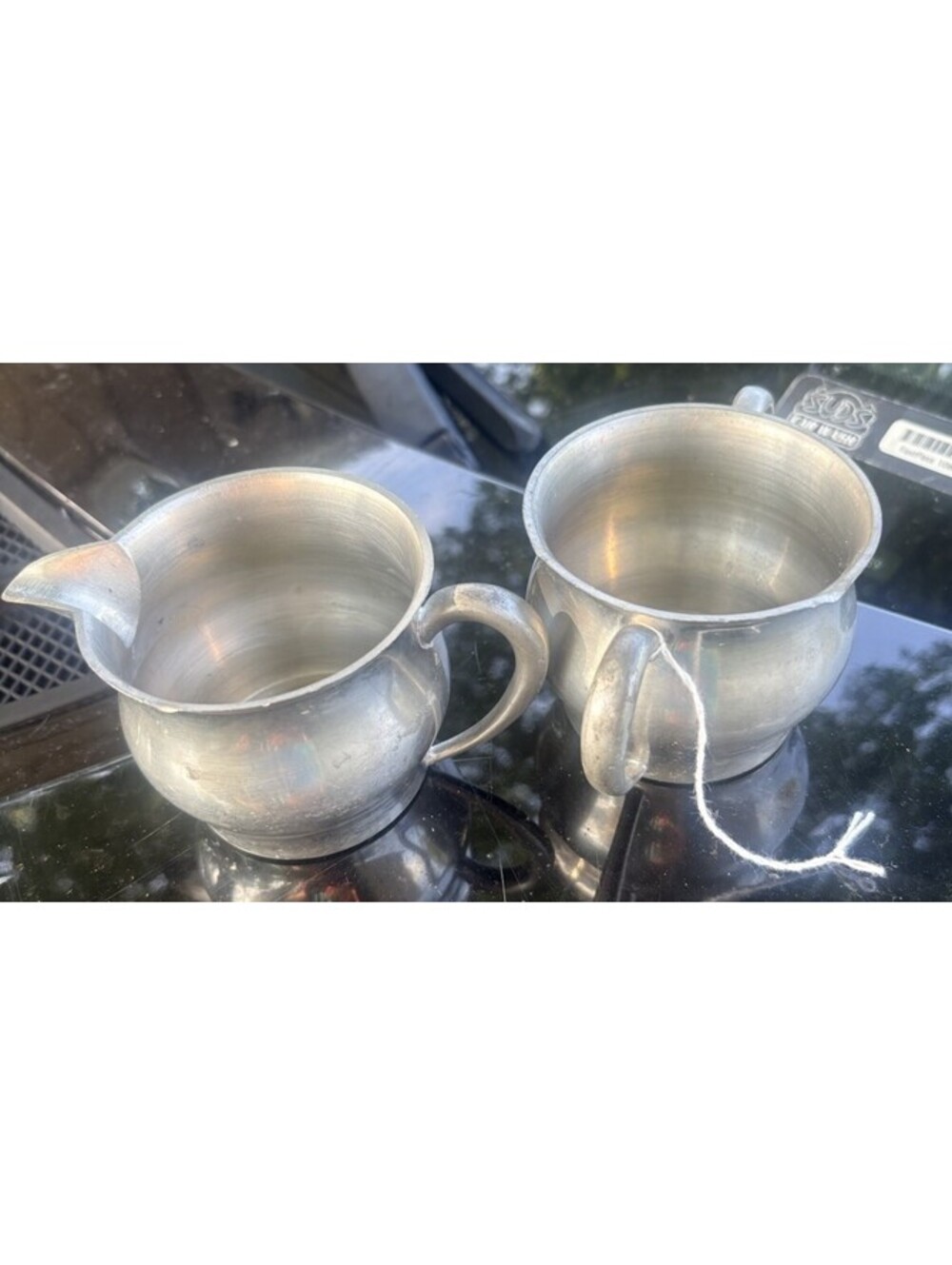 Vtg Woodbury Pewterers Pewter Creamer Sugar Bowl Set ATC Mark Early America